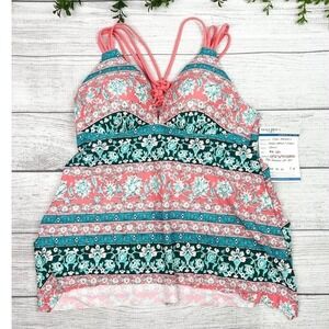 NEW MALIBU SWIM Ladies Criss Cross Back Swim Tank M